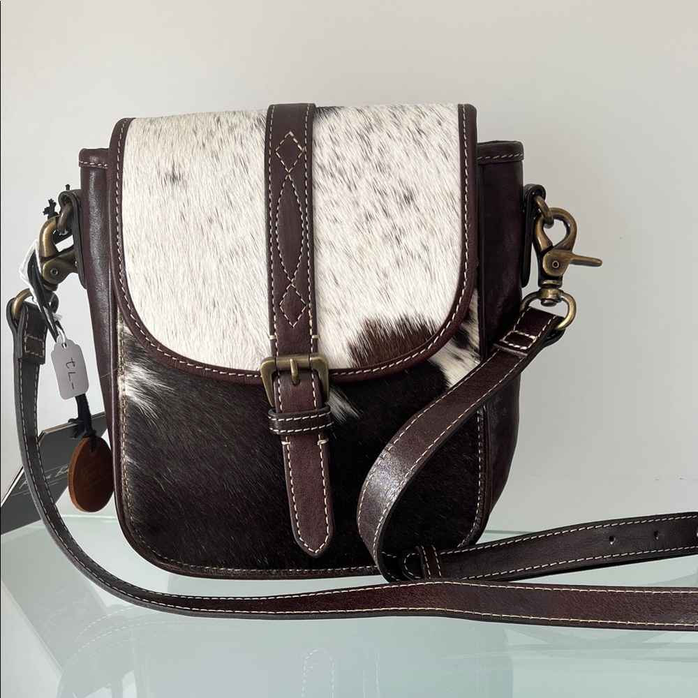 Myra Bag Brown and White Crossbody 
BRAND NEW! Real Leather !